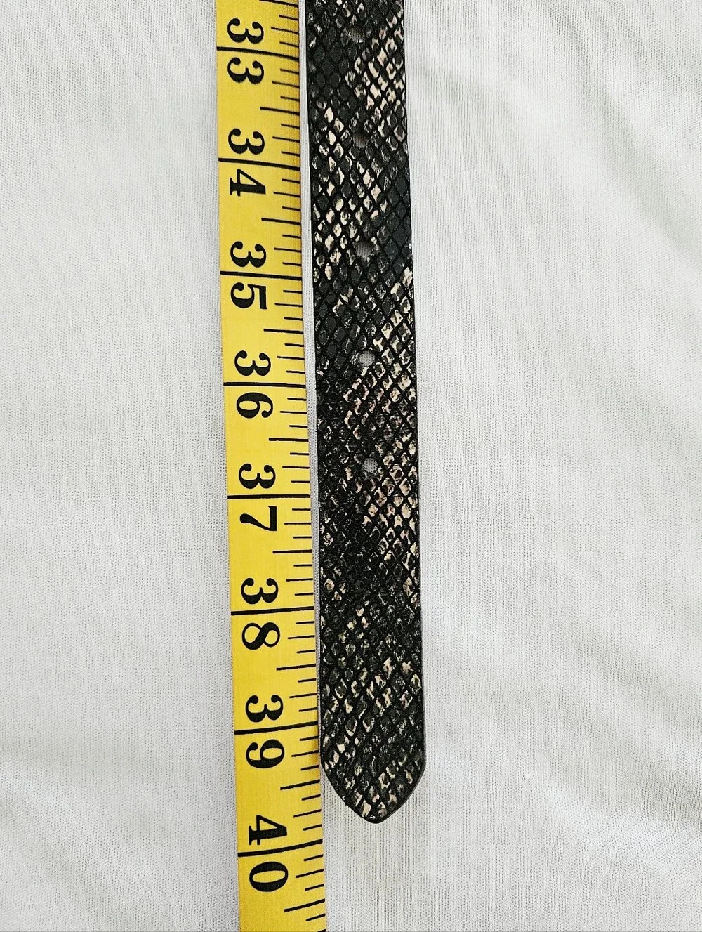 Streets Ahead Snake Embossed Leather Belt Hammered Gold Buckle USA M